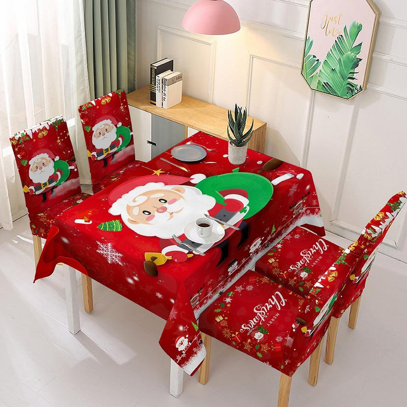 Decoratieve Kerst Tafelkleed Set met Stoelhoezen